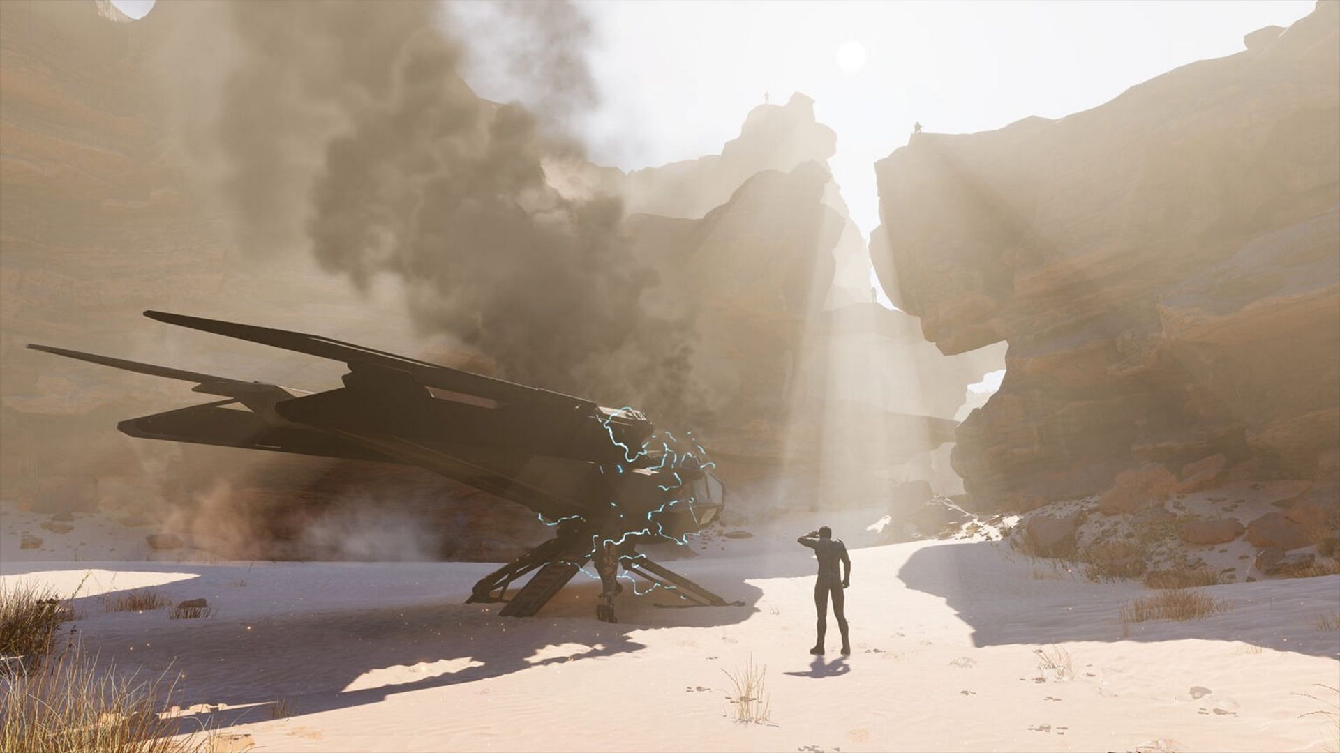 To protect yourself and your vehicle, always park in a crevice, behind natural formations, or near rocky outcroppings (Image via Funcom)